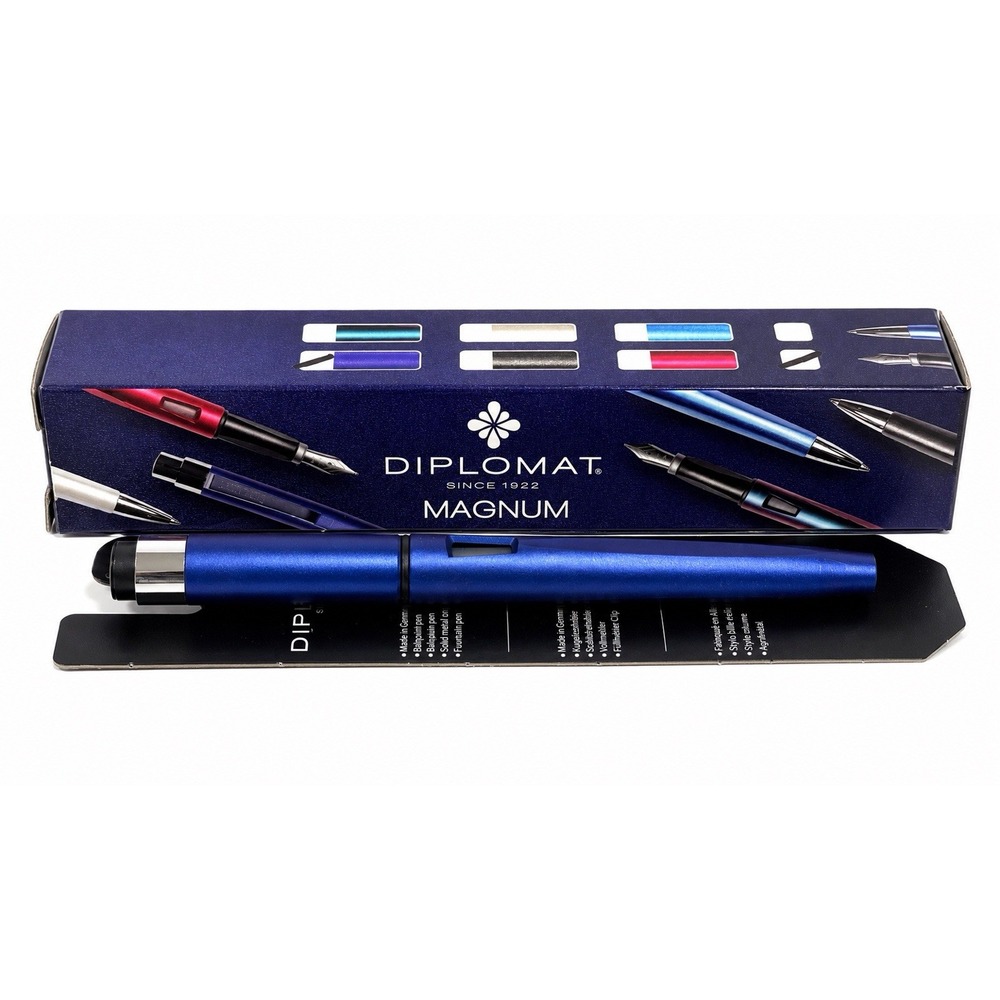 Diplomat Magnum Indigo Blue Fountain Pen Medium Nib Made in Germany Boxed